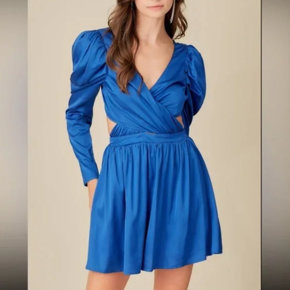 NWT Mustard Seed 'Love Runs True' galactic teal wrap dress size S